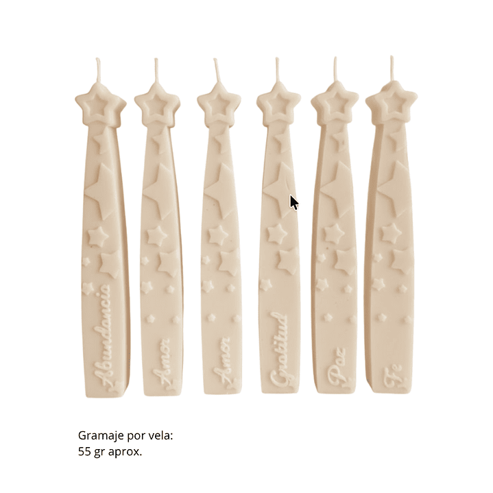 Molde velas de los deseos intensiones estrellas letra cursiva 7