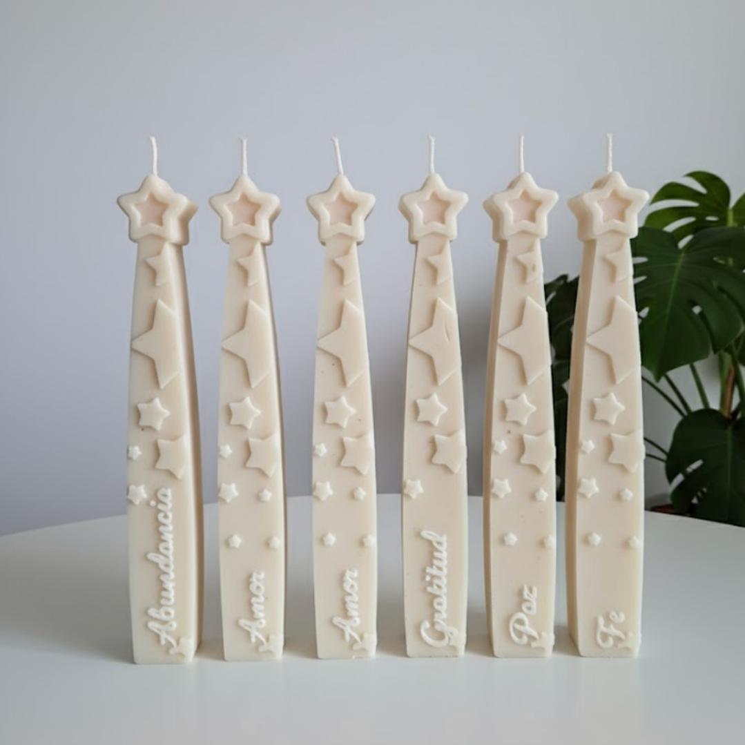 Molde velas de los deseos intensiones estrellas letra cursiva 9