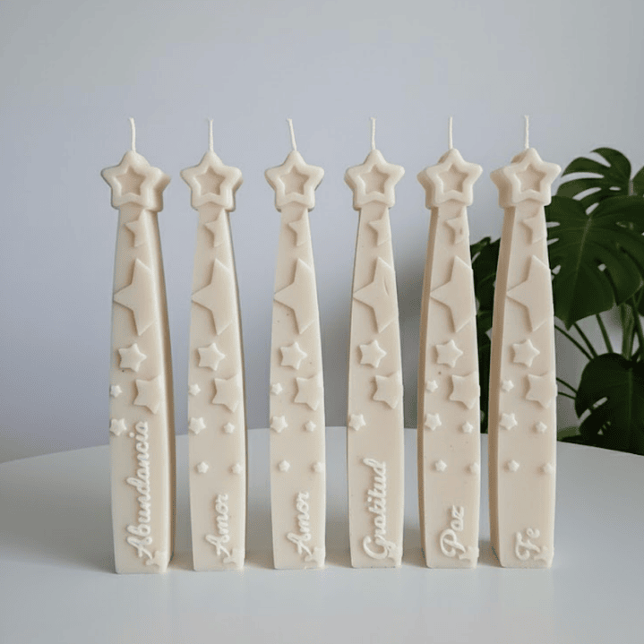 Molde velas de los deseos intensiones estrellas letra cursiva 9