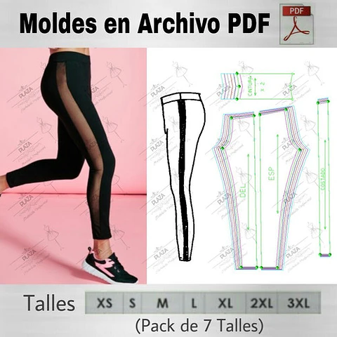 Moldes Patrones Imprimibles Calza Leggins Corte Xs Al 3xl