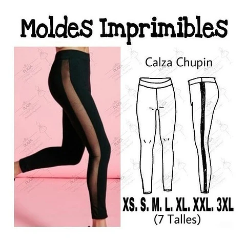Moldes Patrones Imprimibles Calza Leggins Corte Xs Al 3xl