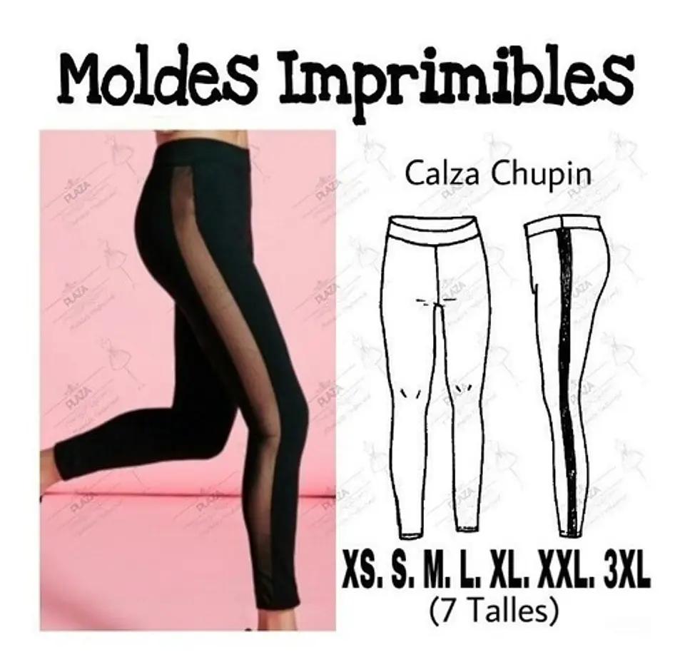 Moldes Patrones Imprimibles Calza Leggins Corte Xs Al 3xl 2