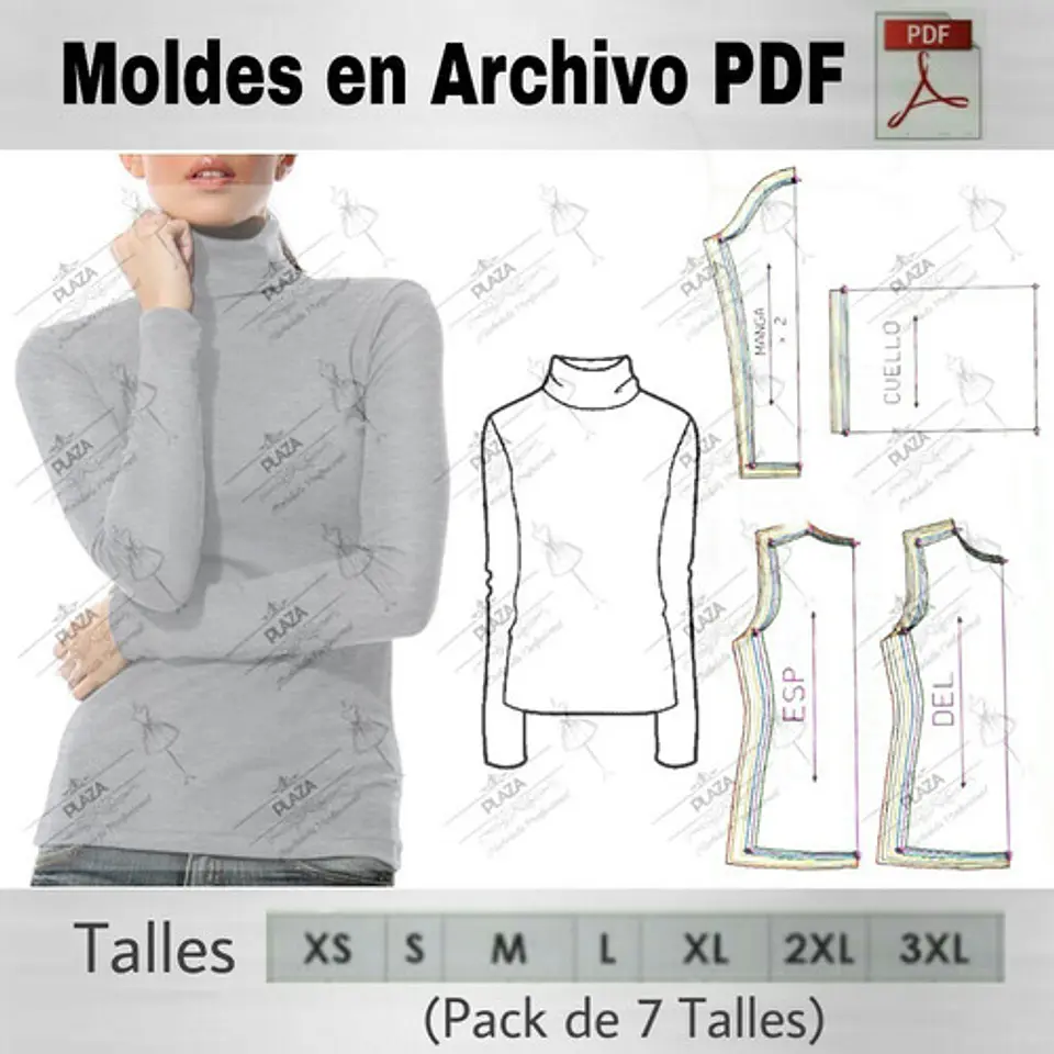 Moldes Patrones Imprimibles Polera Xs Al 3xl Modelista 1