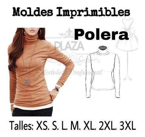 Moldes Patrones Imprimibles Polera Xs Al 3xl Modelista