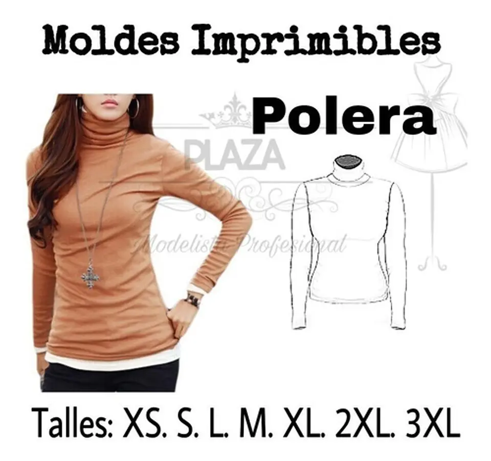 Moldes Patrones Imprimibles Polera Xs Al 3xl Modelista 2