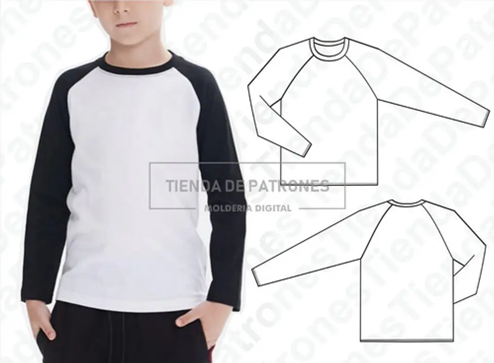 Moldes Patrones Remera Manga Ranglan Larga Niños Talles 4a14 2