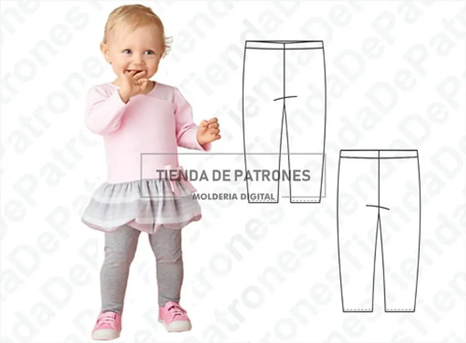 Molde Patron Calza Legging Bebes Pack Talles 6m/9m/1/2/4 2