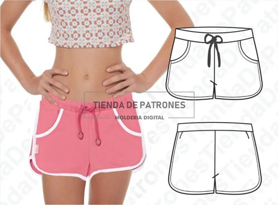 Molde Patron Imprimible Short Nenas Talle Del 2 Al 14 2