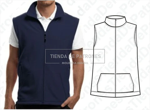Molde Patron Imprimible Chaleco Unisex Talles Del Xs Al Xl