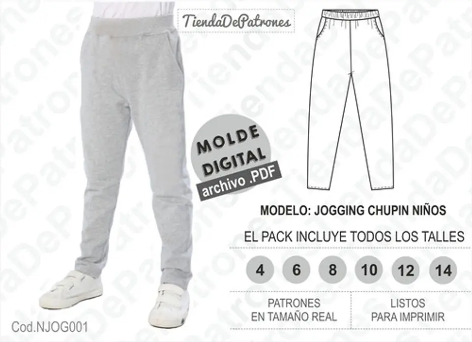 Moldes Patrones Pantalon Jogging Chupin Niños Talles 4 Al 14 2