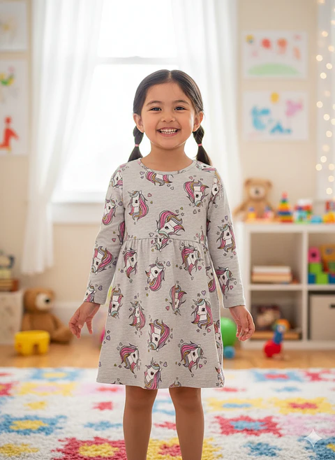 Molde Digital Vestido Niña Recorte Frunces Talles 2 Al 12