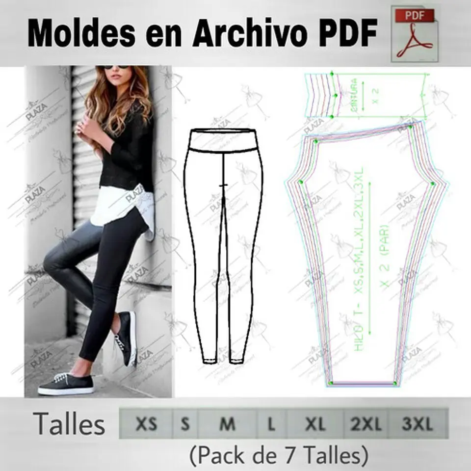 Moldes Patrones Imprimibles De Ropa Calza Chupin Xs Al 3xl 2