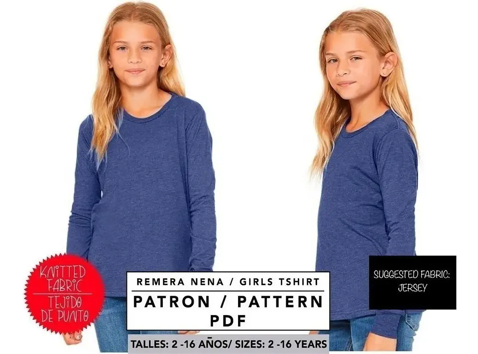 Molde De Costura, Patron Remera Basica Ml Nena , Imprimible 1