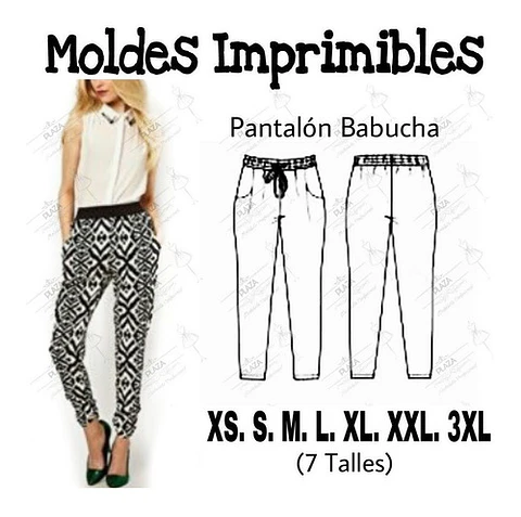 Moldes Patrones Imprimibles Pantalon Babucha Moda Xs Al 3xl