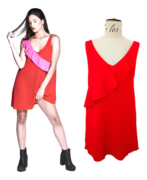 Molde Digital Vestido Volado Cruzado, Pack Talles S Al Xxl