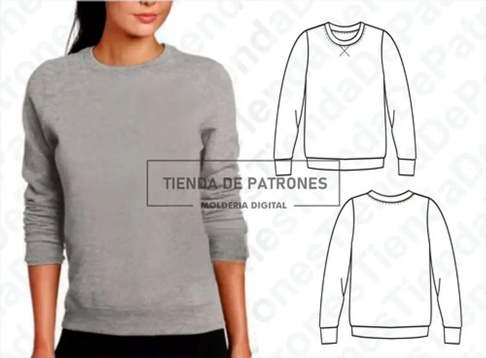 Moldes Patrones Buzo Cuello Redondo Mujer Talle Del Xs Al Xl 1