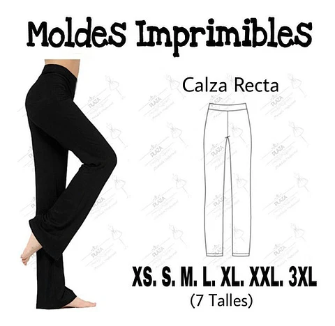 Moldes Patrones Imprimibles Calza Leggins Recta Xs Al 3xl