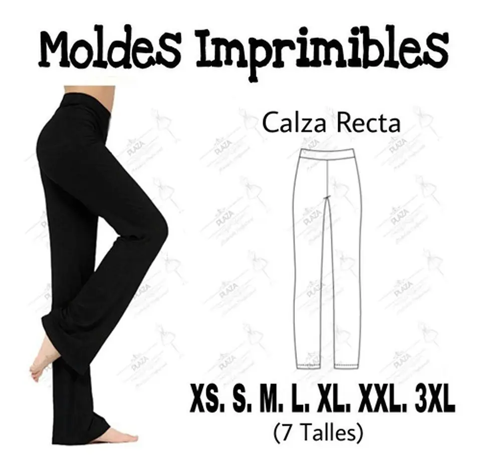 Moldes Patrones Imprimibles Calza Leggins Recta Xs Al 3xl 2