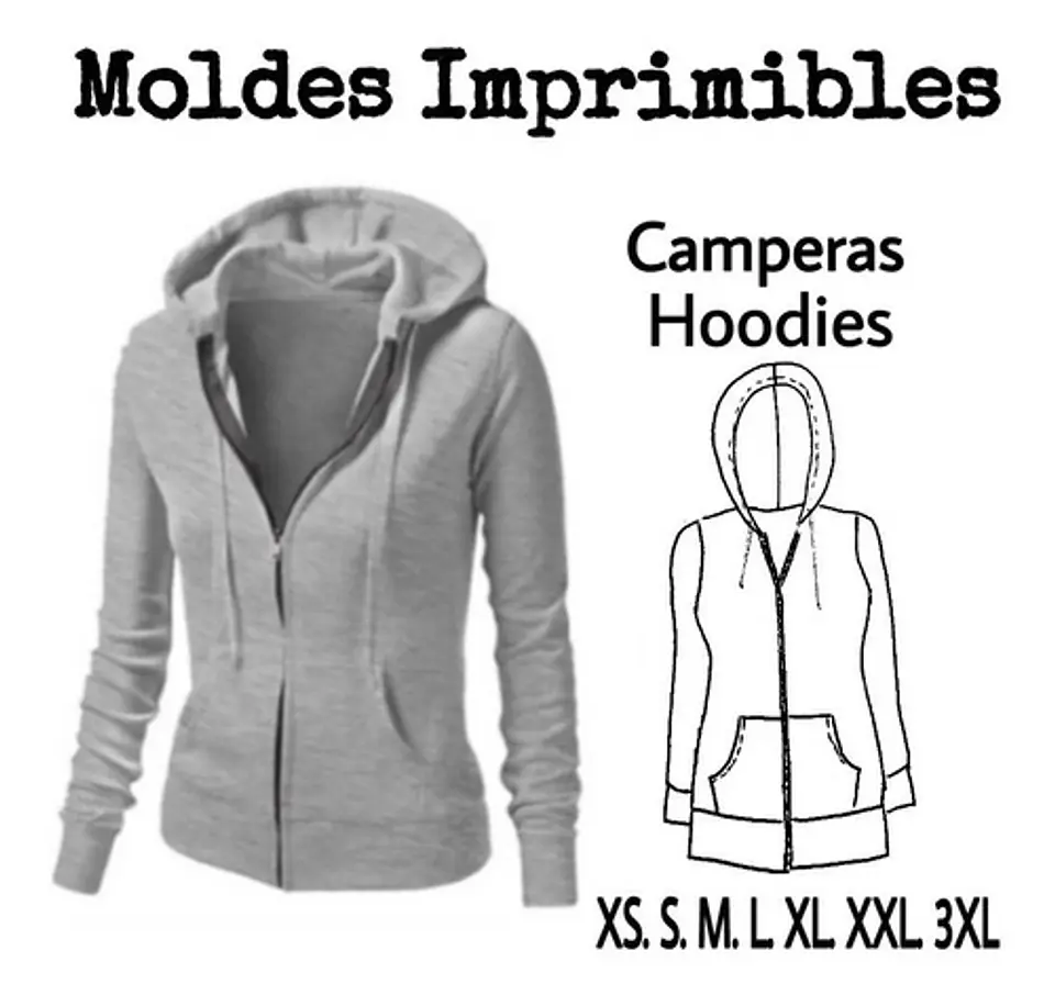 Moldes Patrones Imprimibles Campera Canguro Xs Al xxl 1