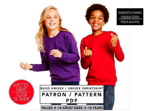 Molde De Costura, Patron Buzo Clásico Niños , Imprimible Molde De Costura, Patron Buzo Clásico Niños , Imprimible