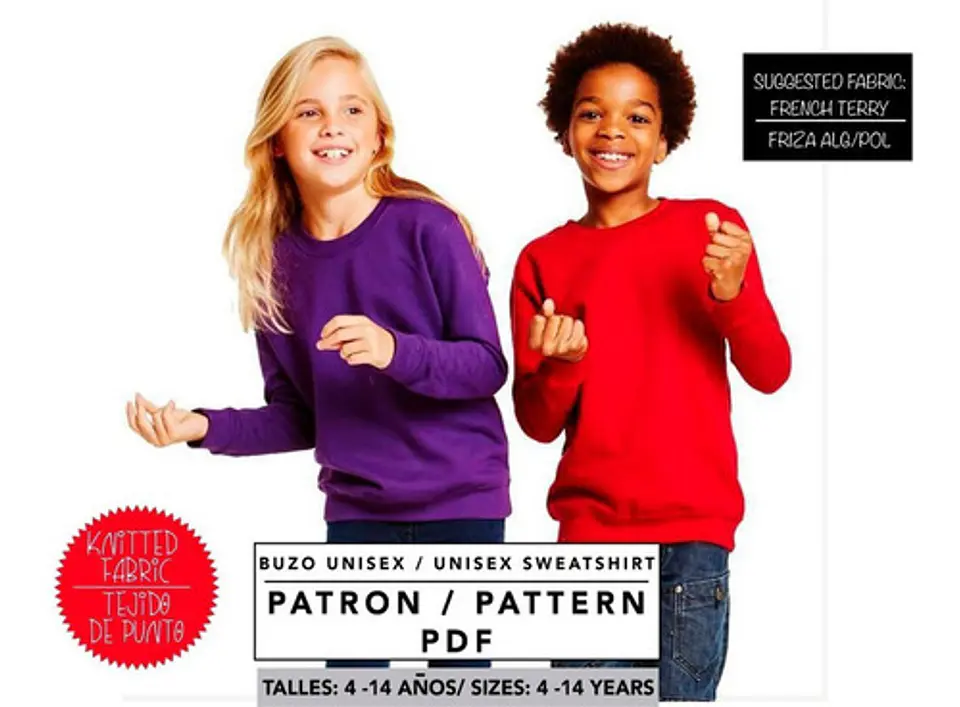 Molde De Costura, Patron Buzo Clásico Niños , Imprimible Molde De Costura, Patron Buzo Clásico Niños , Imprimible 1