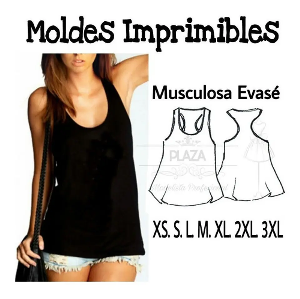 Moldes Patrones Imprimibles Musculosa Evasé Xs Al 3xl 2