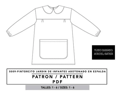 Molde De Costura, Delantal Pintorcito Simple , Pechera Pdf