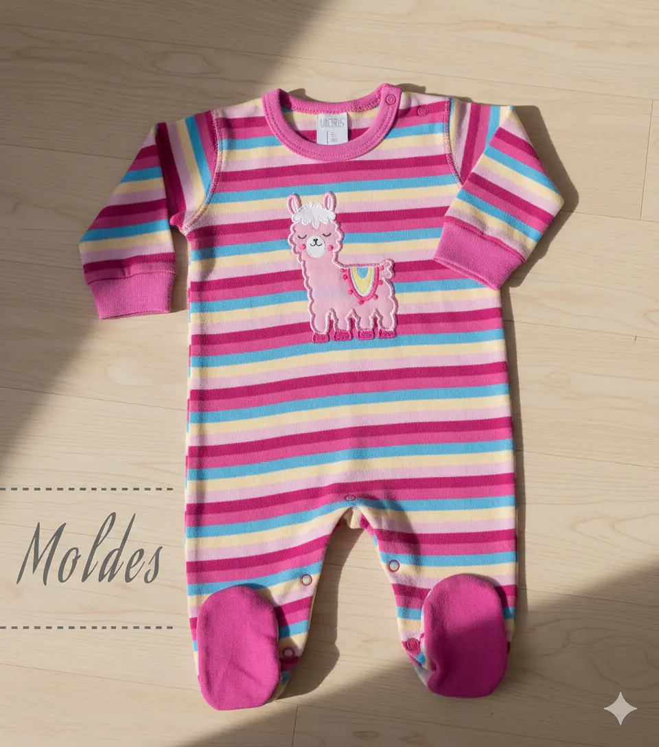 Molde Digital Body Largo Bebe C/pie Manga Larga Talles 1 A 5 1