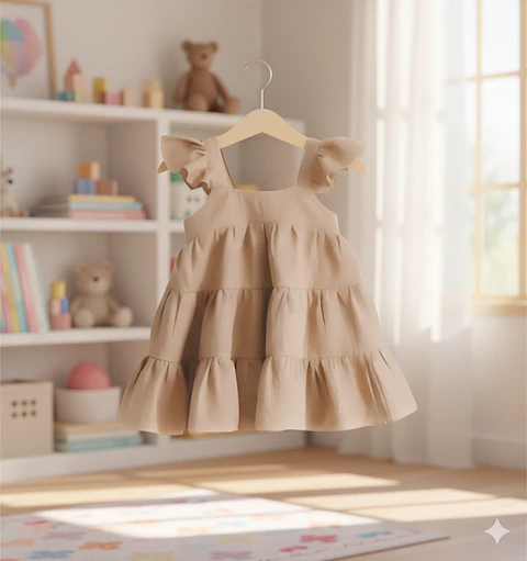 Molde Digital Vestido Beba Triple Volado,pack Talles 1 Al 5
