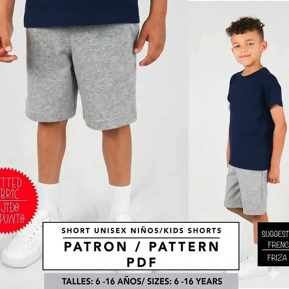 Molde De Costura, Patron Short Joggers Nene, Imprimible 1