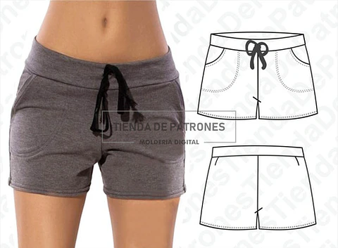 Molde Patron Imprimible Short Deportivo Mujer Talles 38 A 46