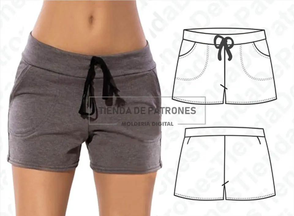 Molde Patron Imprimible Short Deportivo Mujer Talles 38 A 46 2