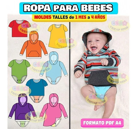 Moldes Y Patrones De Ropa Para Bebés Bodys Enteritos Campera