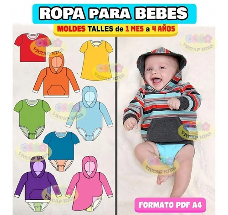 Moldes Y Patrones De Ropa Para Bebés Bodys Enteritos Campera 2