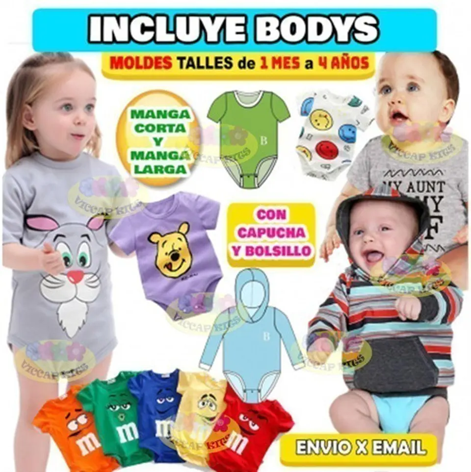 Moldes Y Patrones De Ropa Para Bebés Bodys Enteritos Campera 5