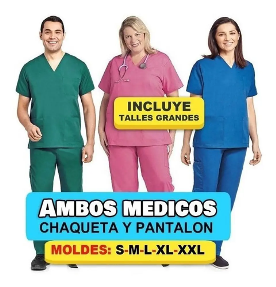Moldes Y Patrones Uniformes Médicos Batas Cofias Delantal 3