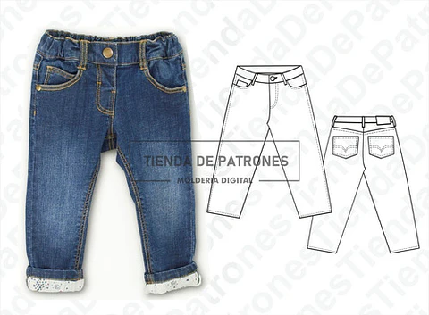 Molde Imprimible Jean Clasico Bebes 6 Talles