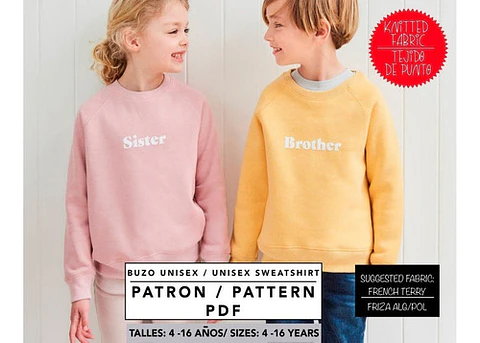 Molde De Costura, Patron Buzo Ranglan Niños, Imprimible
