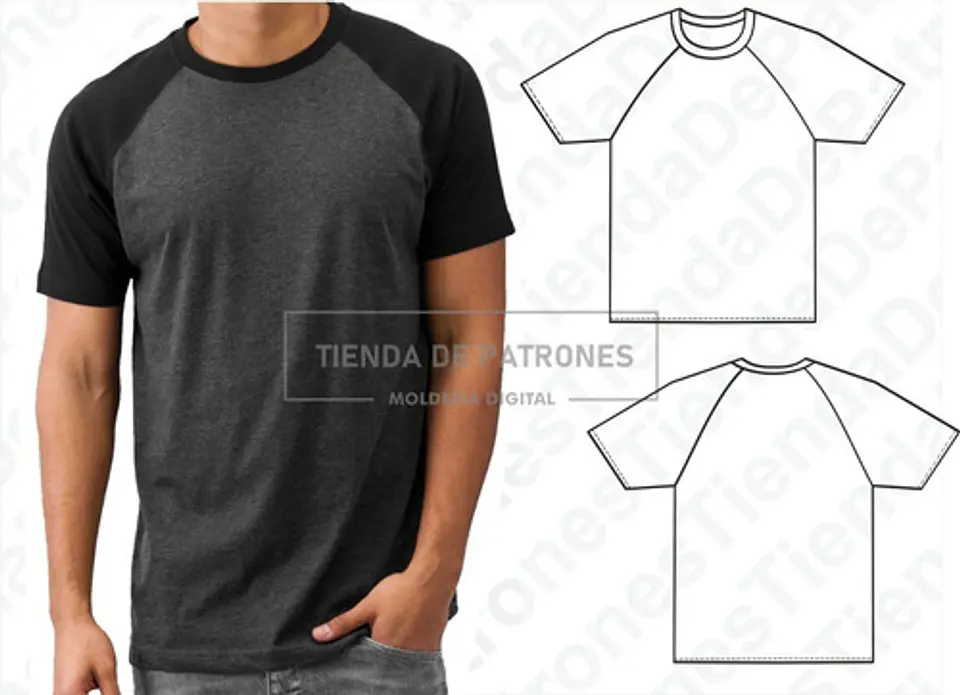 Molde Patron Imprimible Polera Hombre Manga Ranglan S Al Xl 1