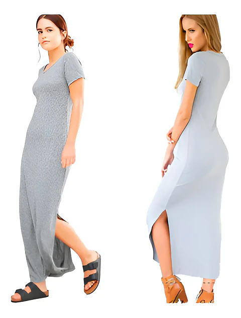Molde Digital Vestido Con Tajos Manga Corta, Pack 5 Talles! 