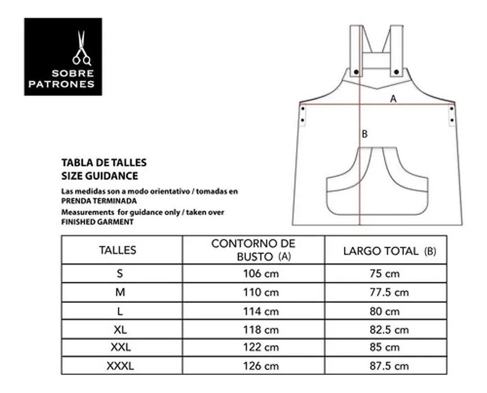 Molde De Costura, Delantal Jardinero Adultos, Pechera Pdf 2