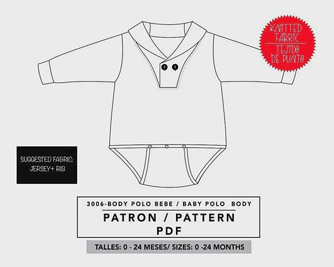 Molde De Costura, Patron Body Con Cartera Bebe, Imprimible