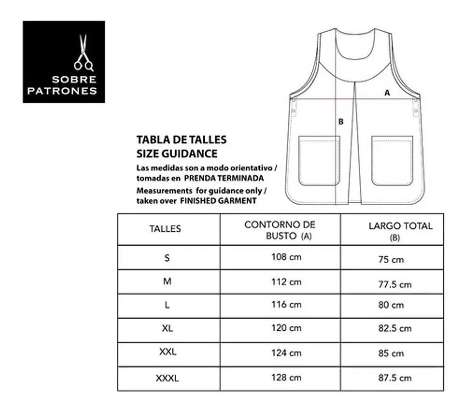 Molde De Costura, Pechera Escolar Adultos Tab, Delantal Pdf 2