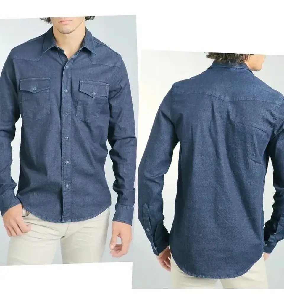 Molde Digital Camisa Hombre Con canesu en pico, talles S A Xxl 2