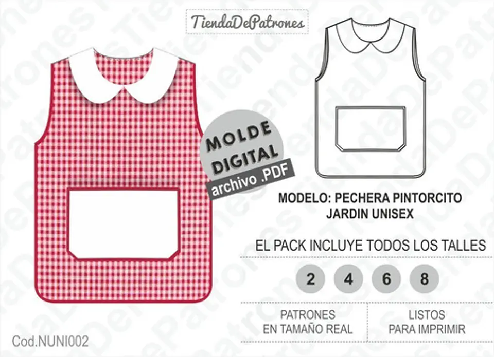 Molde Imprimible Pechera Pintorcito Jardin Unisex Del 2 Al 8 1