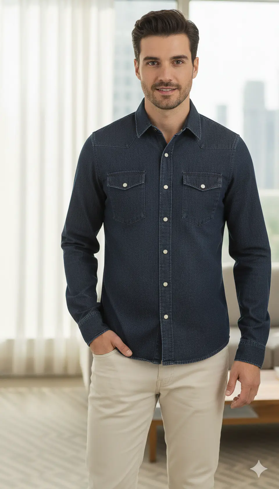 Molde Digital Camisa Hombre Con canesu en pico, talles S A Xxl 5