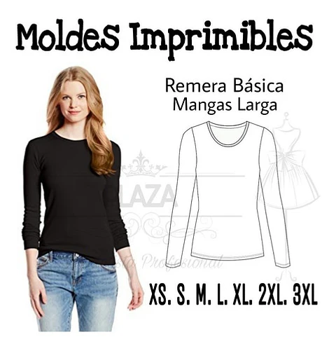 Moldes Patrones Imprimibles De Ropa Polera Ml Xs Al 3xl