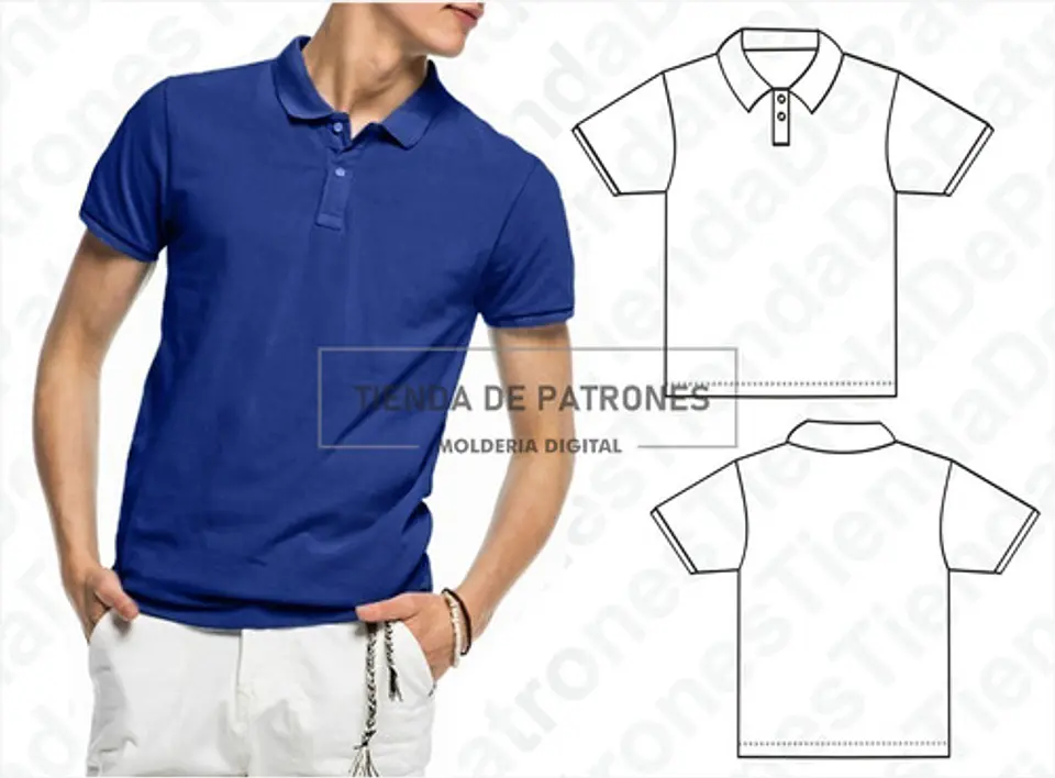 Molde Patron Imprimible Polera Polo Hombre Talles Del Xs Al 3xl 2
