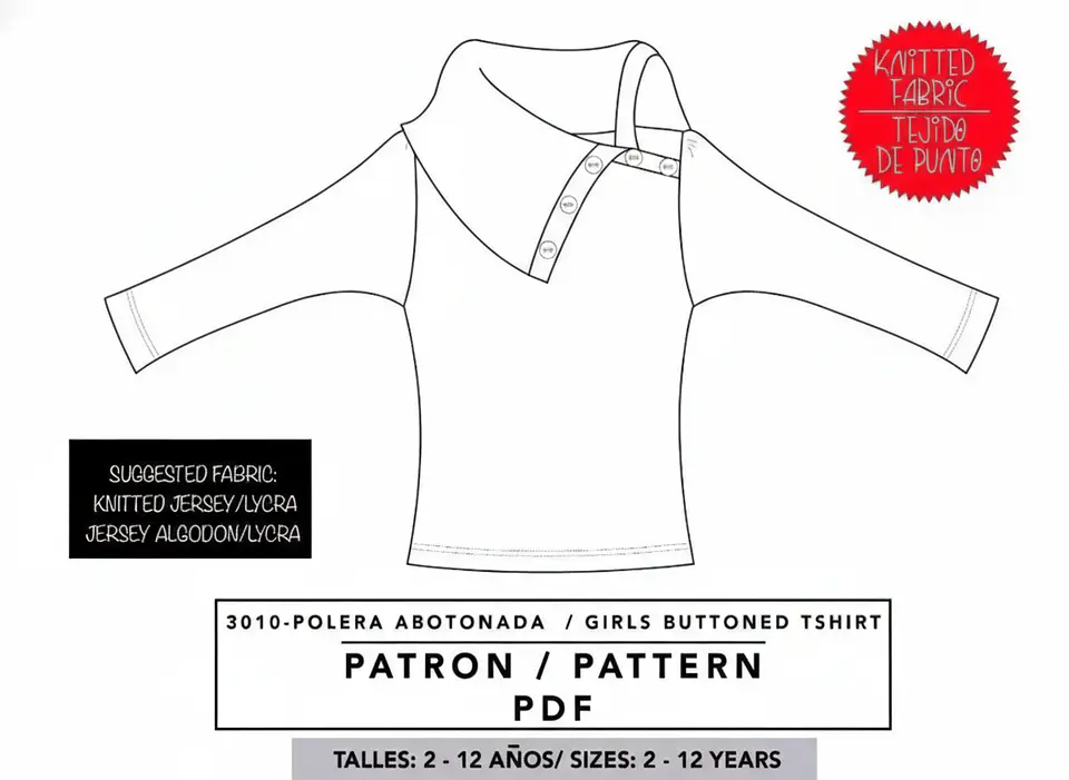 Molde De Costura, Patron Poleron M/larga Nena, Imprimible 2