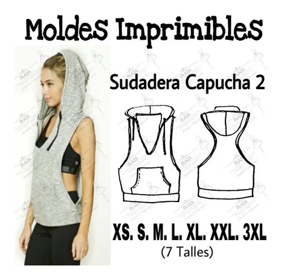 Polera Musculosa con Capucha y Escote en V Xs Al 3xl 1